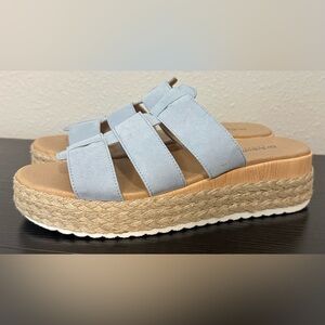 Dr. Scholl's Light Blue Triple-Strap Espadrille Platform Sandals